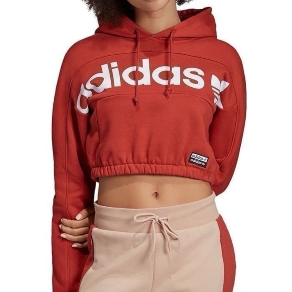 Adidas Shift Orange Cropped Hoodie/Bottoms Set **READ DESCRIPTION